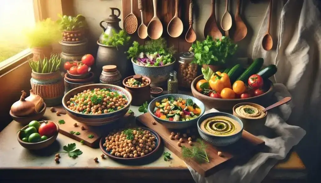 Bolinho funcional de grão-de-bico: crocante no forno e fácil de incluir no dia a dia | Benverde Bolinho de grão-de-bico funcional: ingredientes naturais com grão-de-bico organizados para preparo caseiro