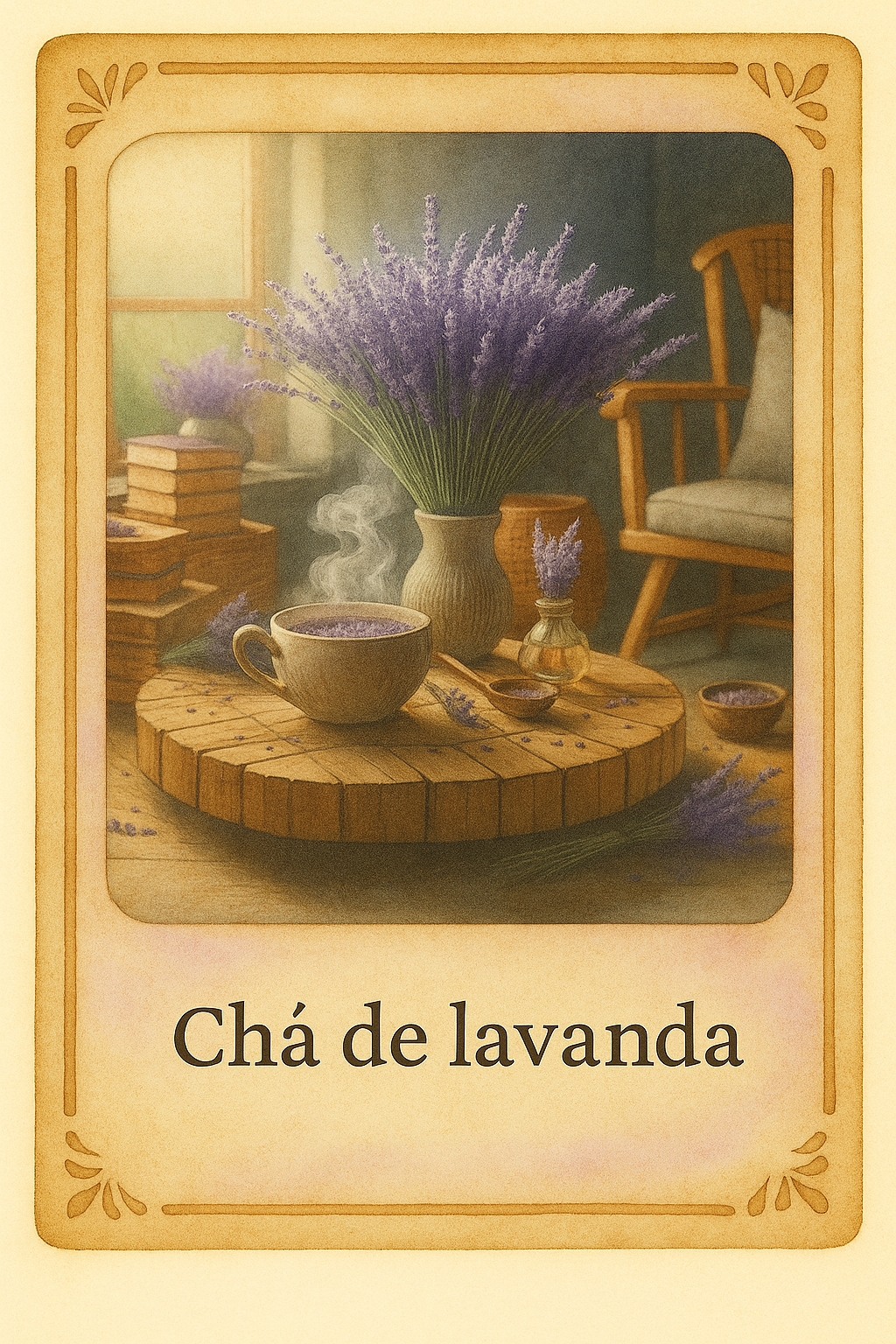 Chá de lavanda em moldura botânica Benverde