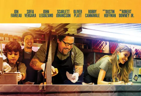 Chef: um filme sobre recomeço, família e amor pela cozinha | Benverde Cena do filme Chef com pessoas preparando comida em um food truck, transmitindo colaboração, afeto e prazer em cozinhar.