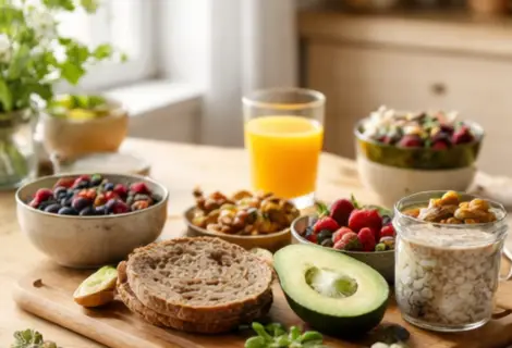 Receitas que nutrem: mesa simples com alimentos naturais representando receitas que nutrem o cotidiano