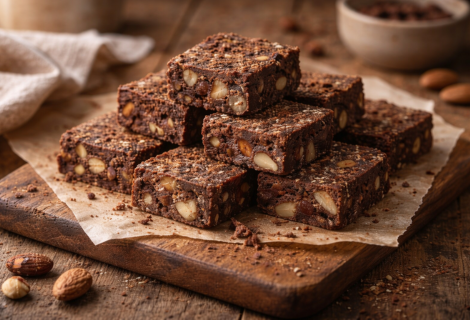 Doce de cacau e castanhas preparado com ingredientes naturais