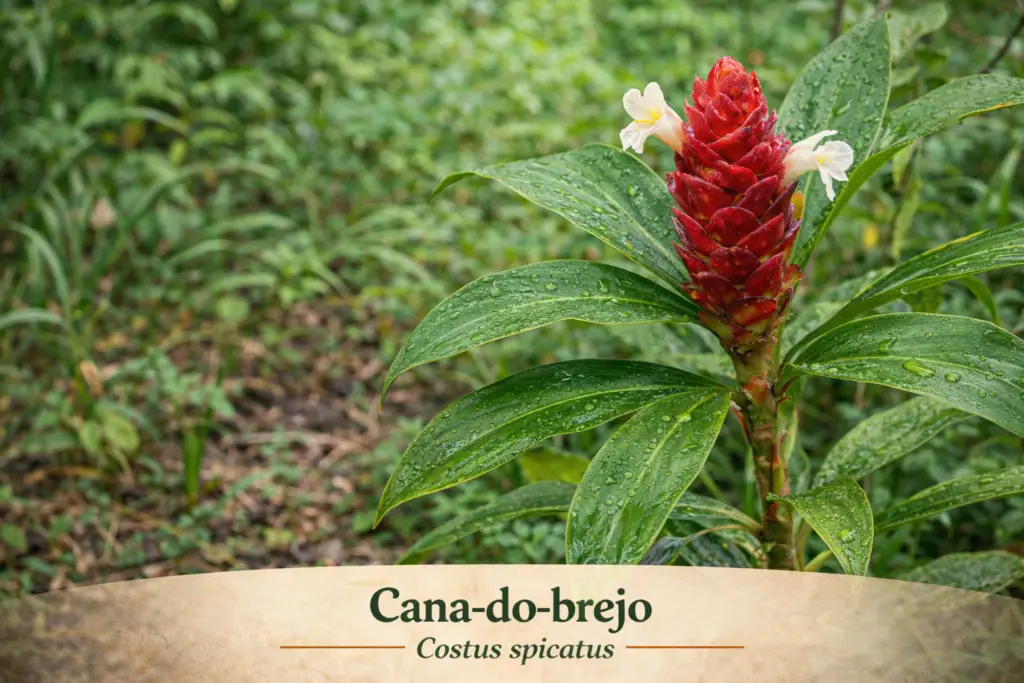 para que serve a cana-do-brejo Costus spicatus - planta medicinal em ambiente natural
