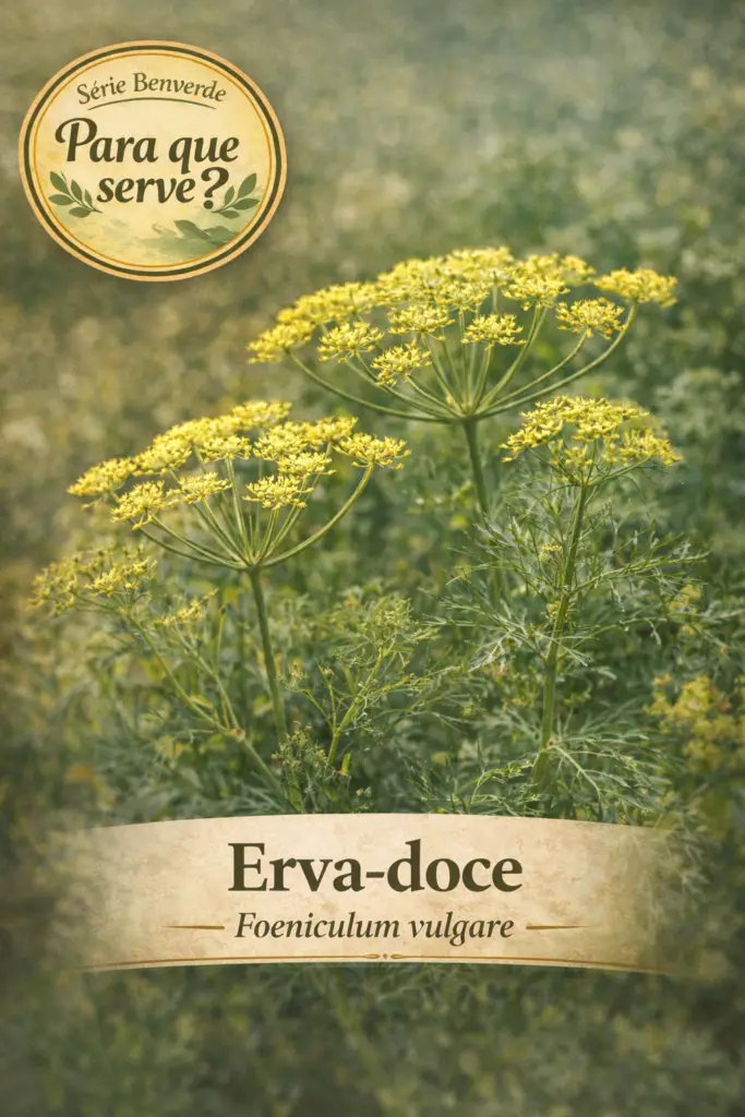 Para que serve a erva-doce: planta erva-doce (Foeniculum vulgare) em ambiente natural com flores amarelas em formato de umbela