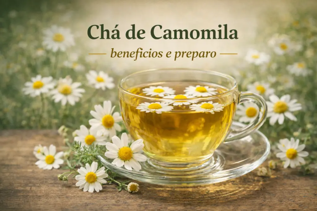 para que serve a camomila: chá de camomila preparado com flores da planta