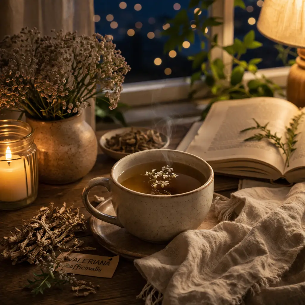 Chá de valeriana: como preparar e quando usar para relaxar | Benverde chá de valeriana noite xícara rotina relaxamento sono natural