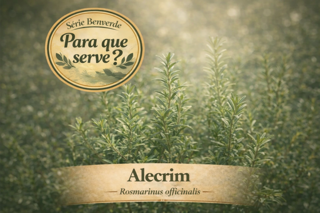 Para que serve o alecrim: Planta de alecrim (Rosmarinus officinalis) crescendo na natureza com folhas verdes aromáticas e luz suave