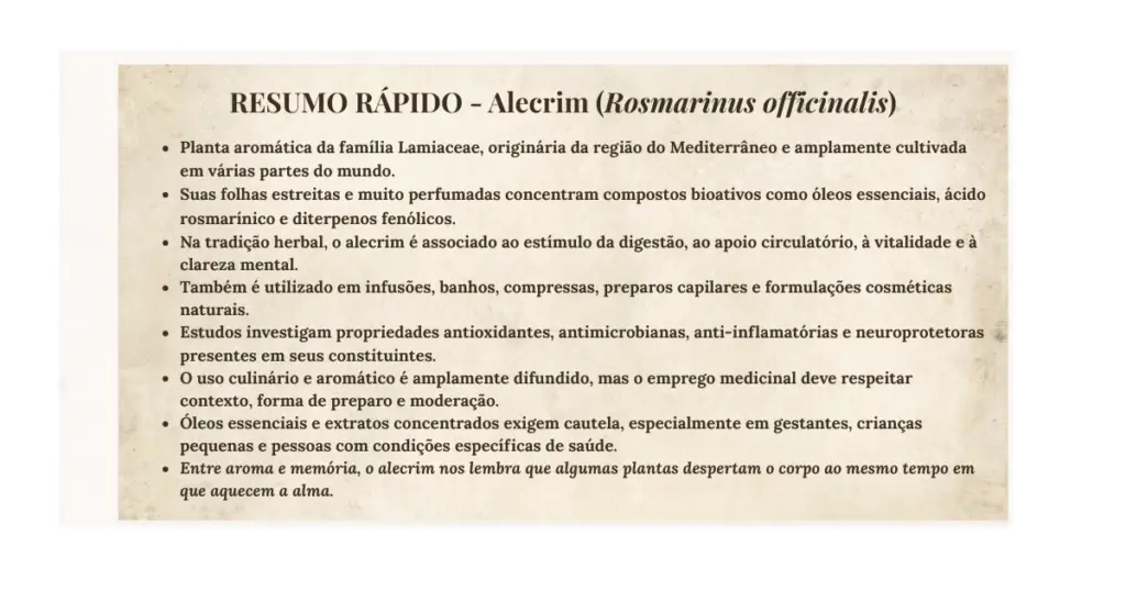 Resumo rápido Alecrim