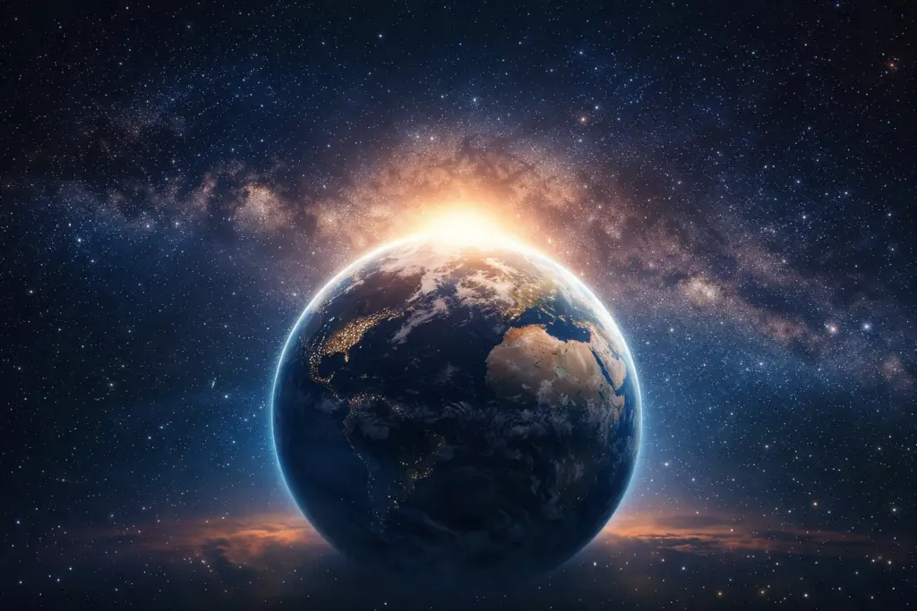 imagem do planeta Terra vista do espaço representando a série Nosso Planeta e a conexão entre os ecossistemas