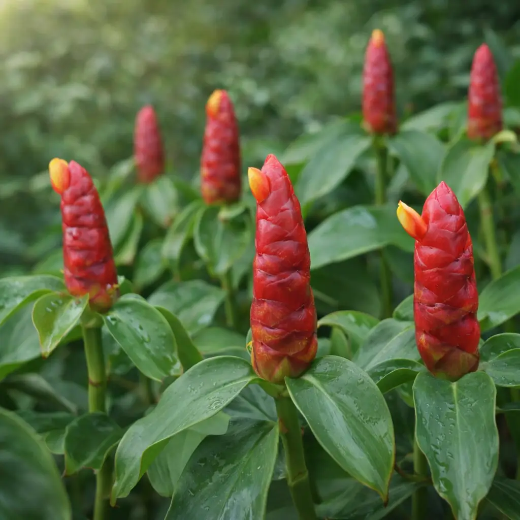 planta cana-do-brejo com flores vermelhas em ambiente natural