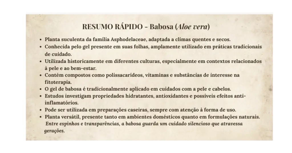 card resumo aloe vera | Benverde