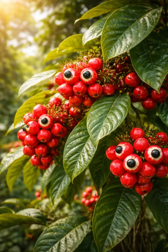 Chá de Guaraná: energia natural, benefícios e preparo consciente | Benverde planta de guaraná crescendo em ambiente natural