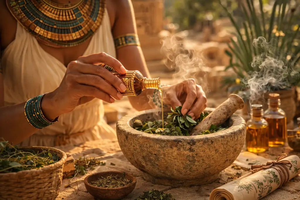 Preparo de ervas medicinais nos rituais do Egito Antigo