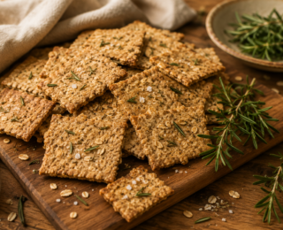 Crackers de Alecrim e Aveia: crocantes, aromáticos e fáceis de preparar