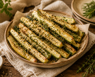 Palitos Assados de Abobrinha com Gergelim: um petisco leve e cheio de sabor
