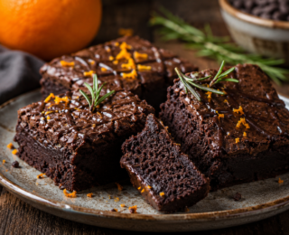 Brownie de Feijão-Preto com Laranja e Alecrim